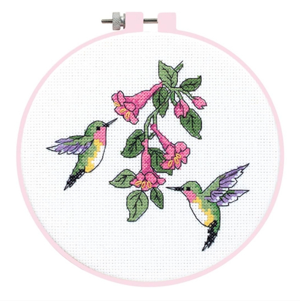 New Dimensions Learn a Craft - Hummingbird Duo Counted Cross Stitch Kit 6 inch
